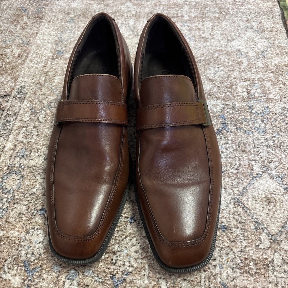 Ecco Edinburgh Leather Loafer Black Mens Size US 12 EU 45 Dress Slip